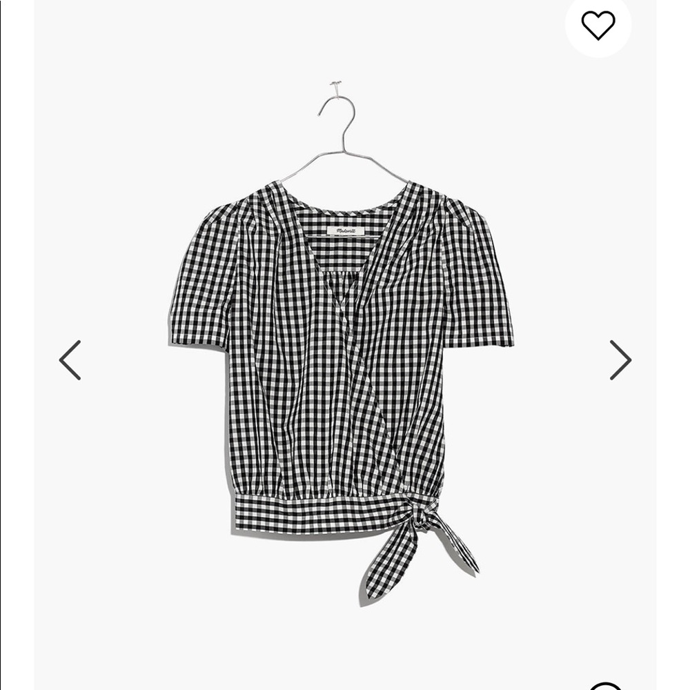 Madewell Short-Sleeve Wrap Top in Gingham Check
